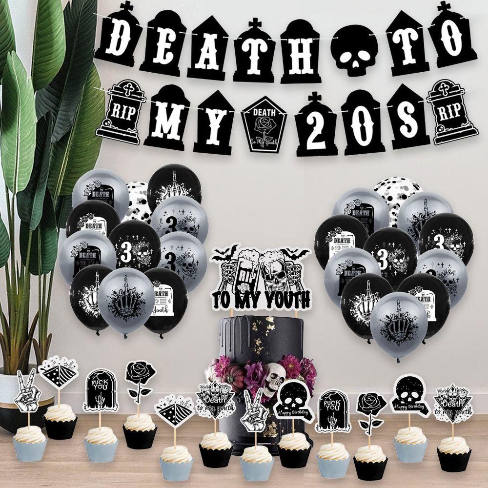 Latex Death To My 20s Decorations  Cake Party Supplies Gothic Party  Boys