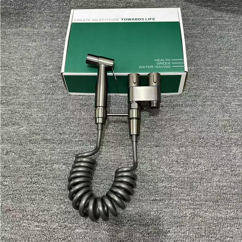 Set Spray Bidet WC a Doppia Uscita in Acciaio Inossidabile con Valvola Angolare
