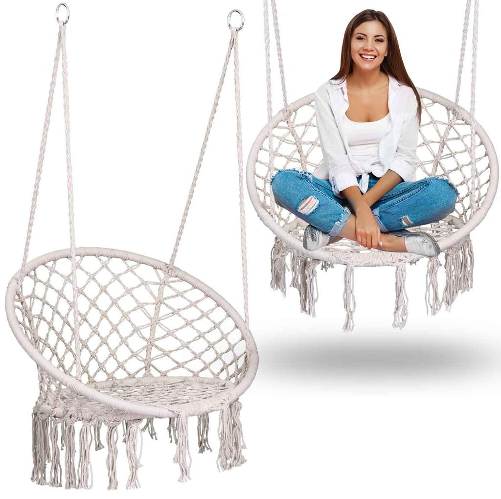 Hanging Garden Swing Chair Boho Beige