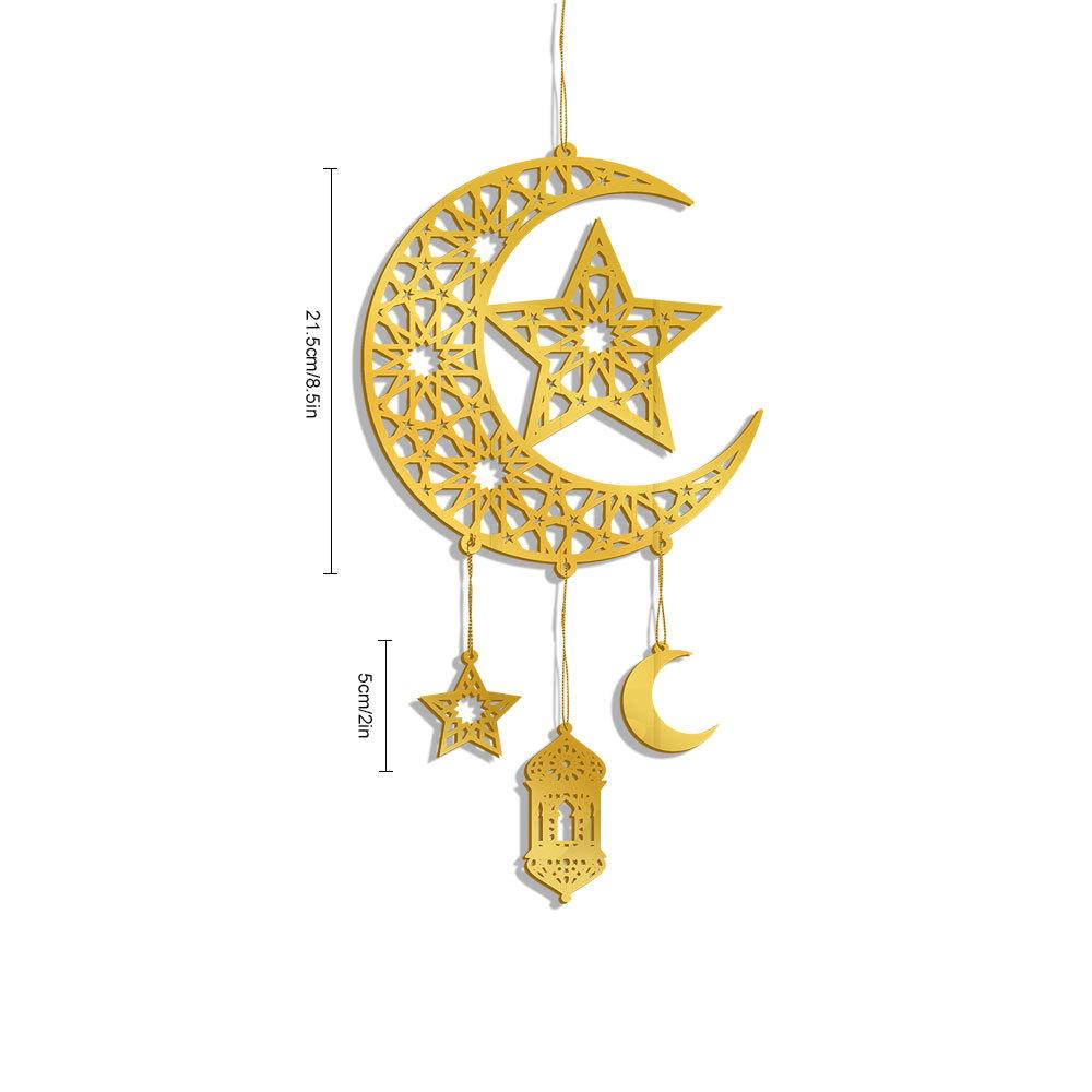 1 Stück Acryl Ramadan Kareem Mond Stern Wandanhänger Eid Mubarak Ornamente für Zuhause Eid Al Fitr Muslimische Islamische Feiertagsparty Dekoration