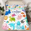 Ocean Submarine Creature Pattern Mattress Four-Piece Bedding Set Bedroom Dormitory Bedding Decoration
