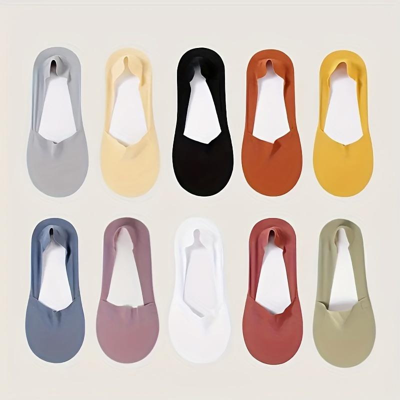

high quality10 Pairs Sponge Bottom Invisible Socks, Comfy & Breathable Low Cut Ankle Socks, Women s Stockings & Hosiery One-size