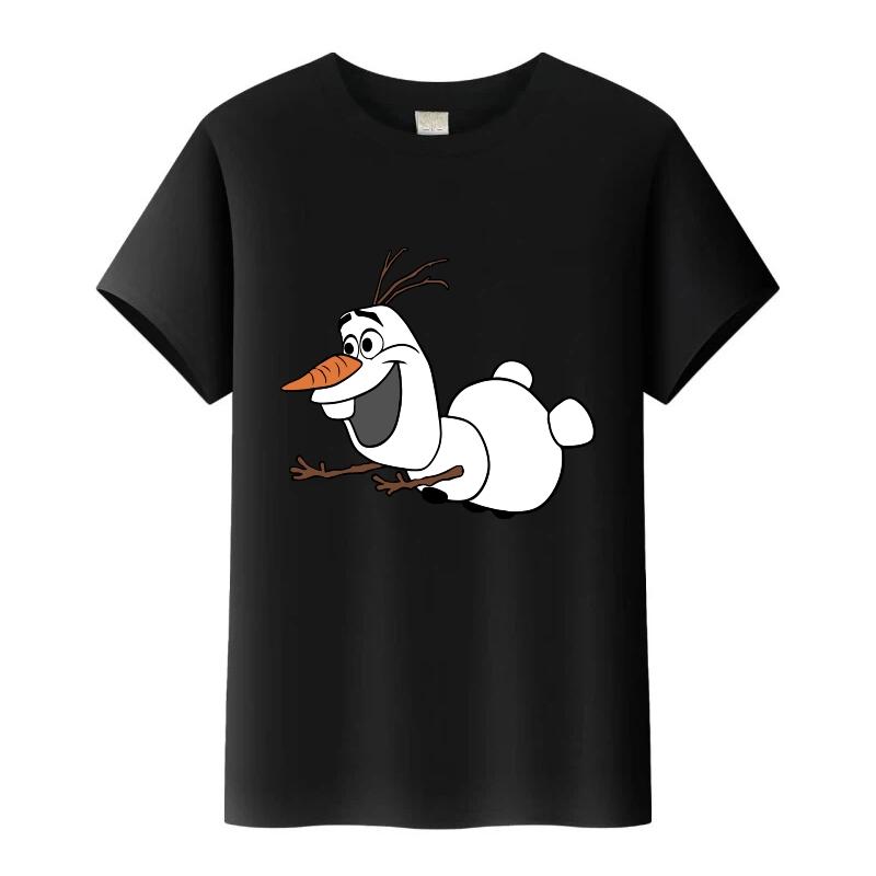 Kawaii Disney Frozen Olaf Cartoon Boy Tees Girls Loose T-shirt Harajuku Y2k Blouses Kids Tops O-Neck Tshirt Gothic Clothes