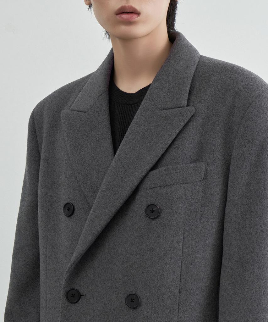Musinsa Standard Cashmere Blend Masculine Double Chesterfield Long Coat [Medium Grey]