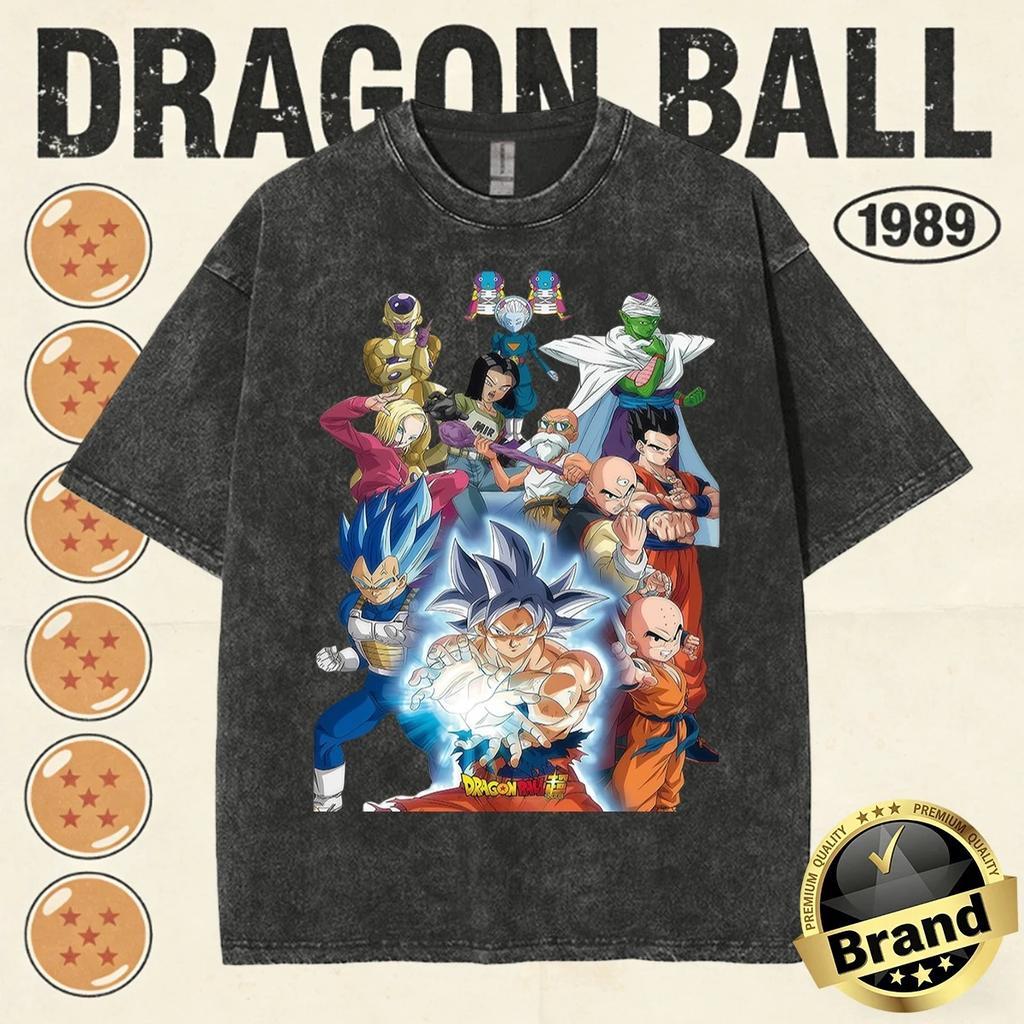 Hot Sale Dragon Ball Graphic Print T-Shirt Men Women Vintage Washed Cotton Summer New Tee Streetwear Y2K Harajuku Fashion Casual Oversized Top