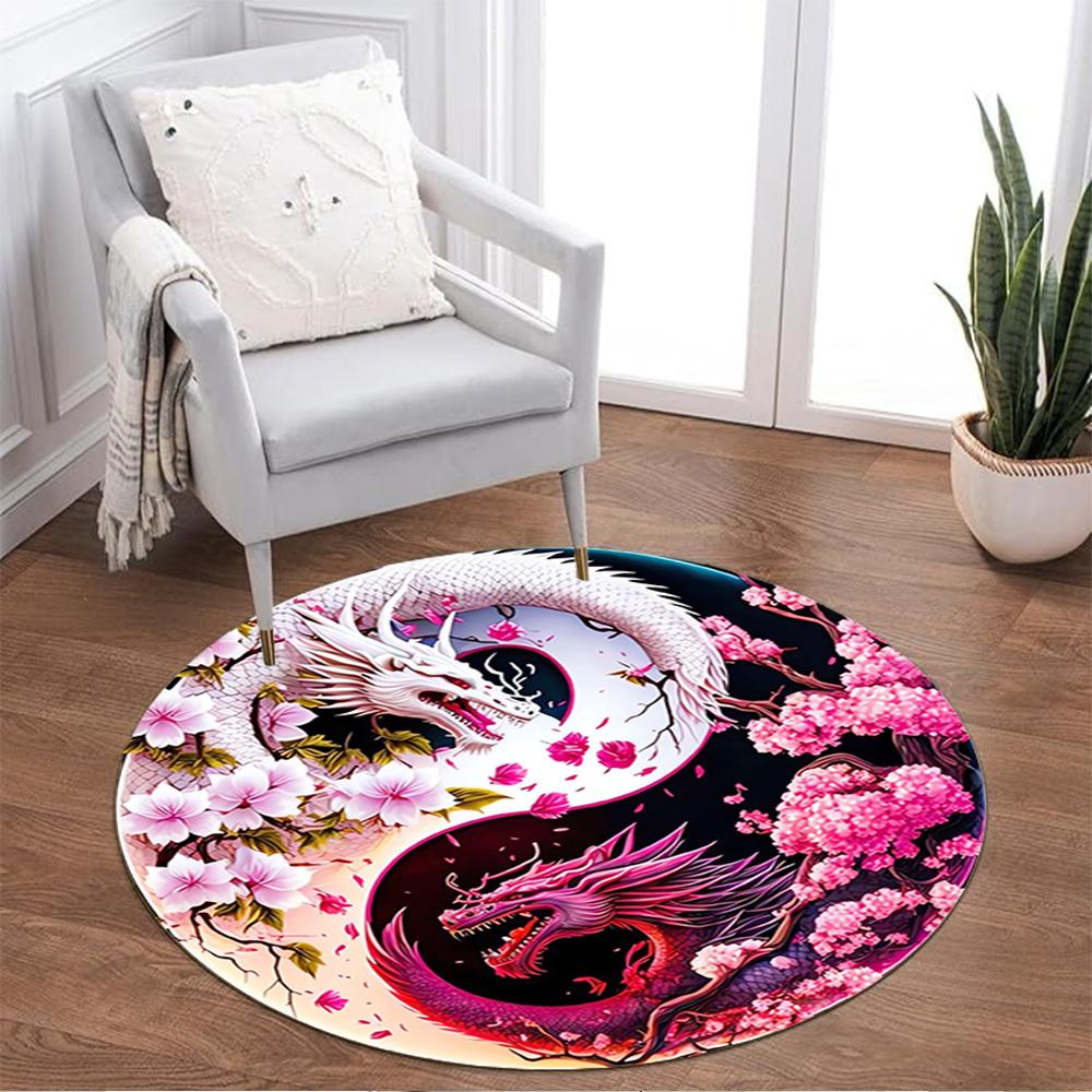 1pc home carpet yin yang floral design non-slip rug for office decor and living room gift ideas