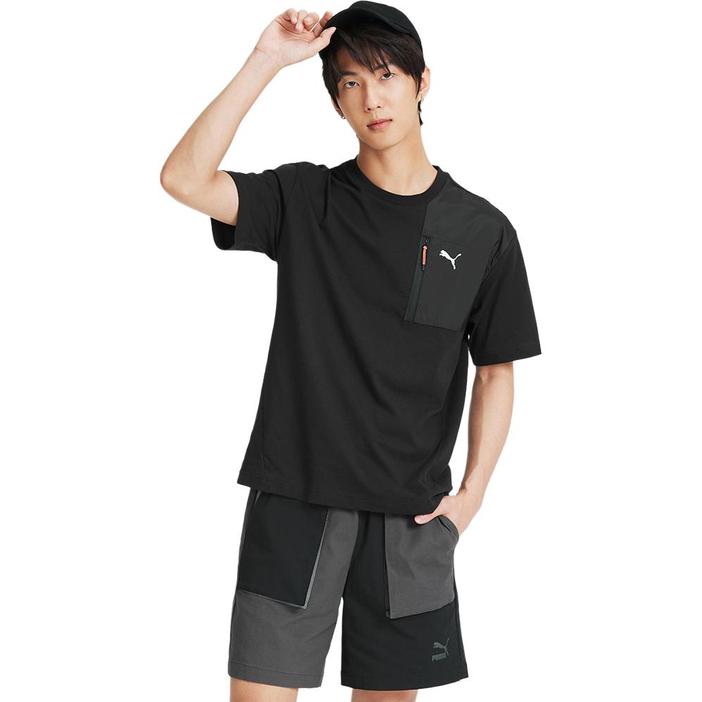 Puma Logo Casual Breathable Round Neck Short Sleeve T-Shirt Men T-Shirts Black 678357-01