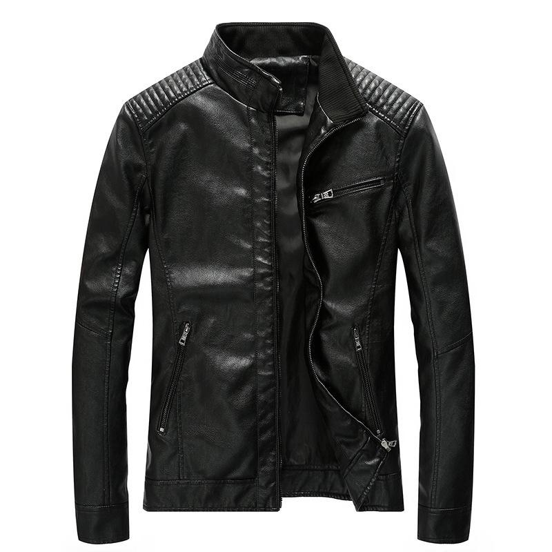 A men's new PU leather jacket spring and autumn men's jacket washed thin locomotive leather jacket