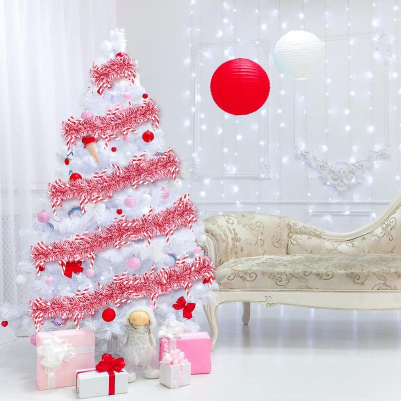 2m Rot Weiß Weihnachts Zuckerstange Streamer Weihnachtsbaum Girlanden Ornamente Natal Frohe Weihnachten Deko