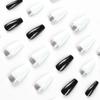 24Pcs/Set Quick Nails Long Black And White Glitter Powder Adesivo False Nials Wearable Waterproof Manicure Acabamento Unhas