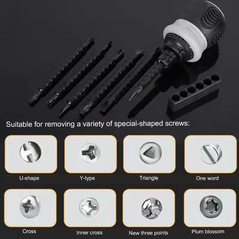 Ratchet Screwdriver Set Household Screwdriver Home Repair Tool Kit Disassemble Telescopic Rotating Ratchet Screwdriver