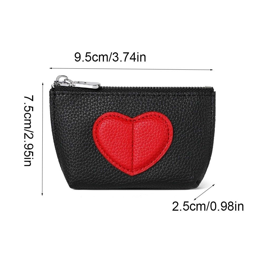 PU Leather Love Heart Coin Purse Mini Jewelry Storage Bag Card Holder Pouch Change Purse  Women