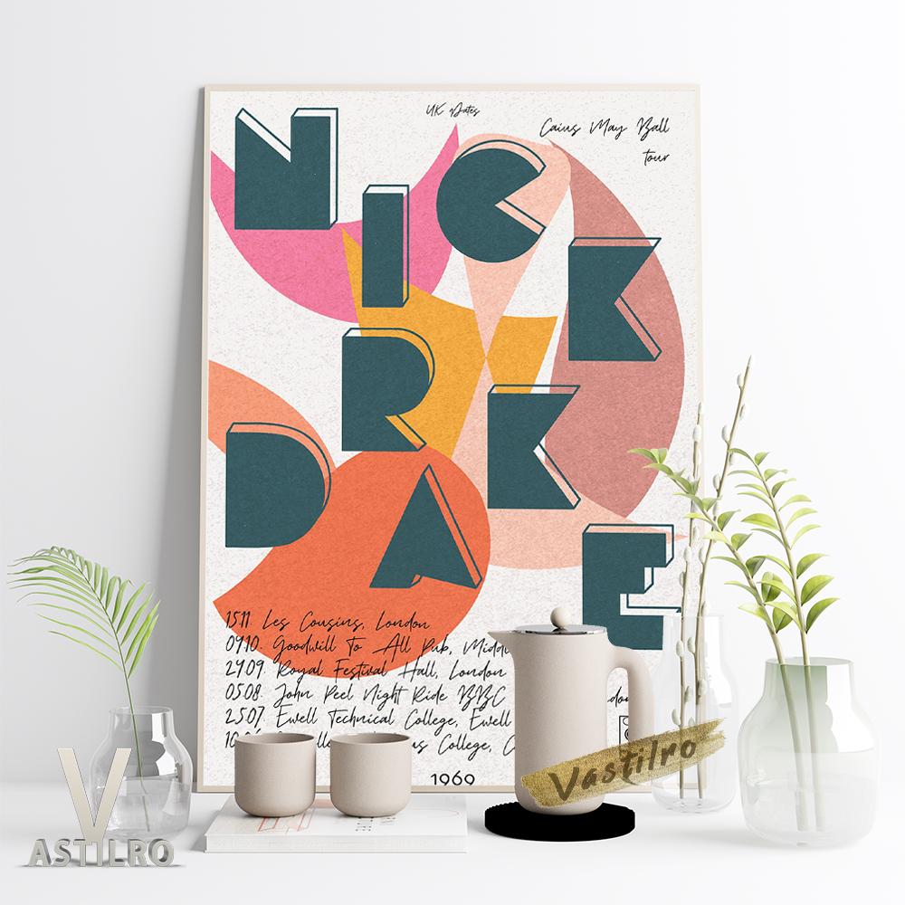 

Ник Дрейк Live Tour ретро постер музыкальная звезда художественный принт фанатская коллекция подарок абстрактный геометрический узор бар