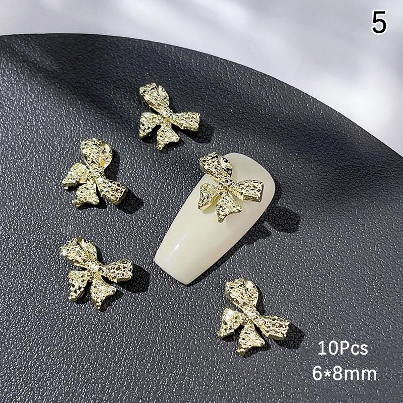 10Pcs Luxury Kawaii Bow Nail Art Charms 3D Alloy Bow Tie Jewelry Nail  Decoration Diy Accessories