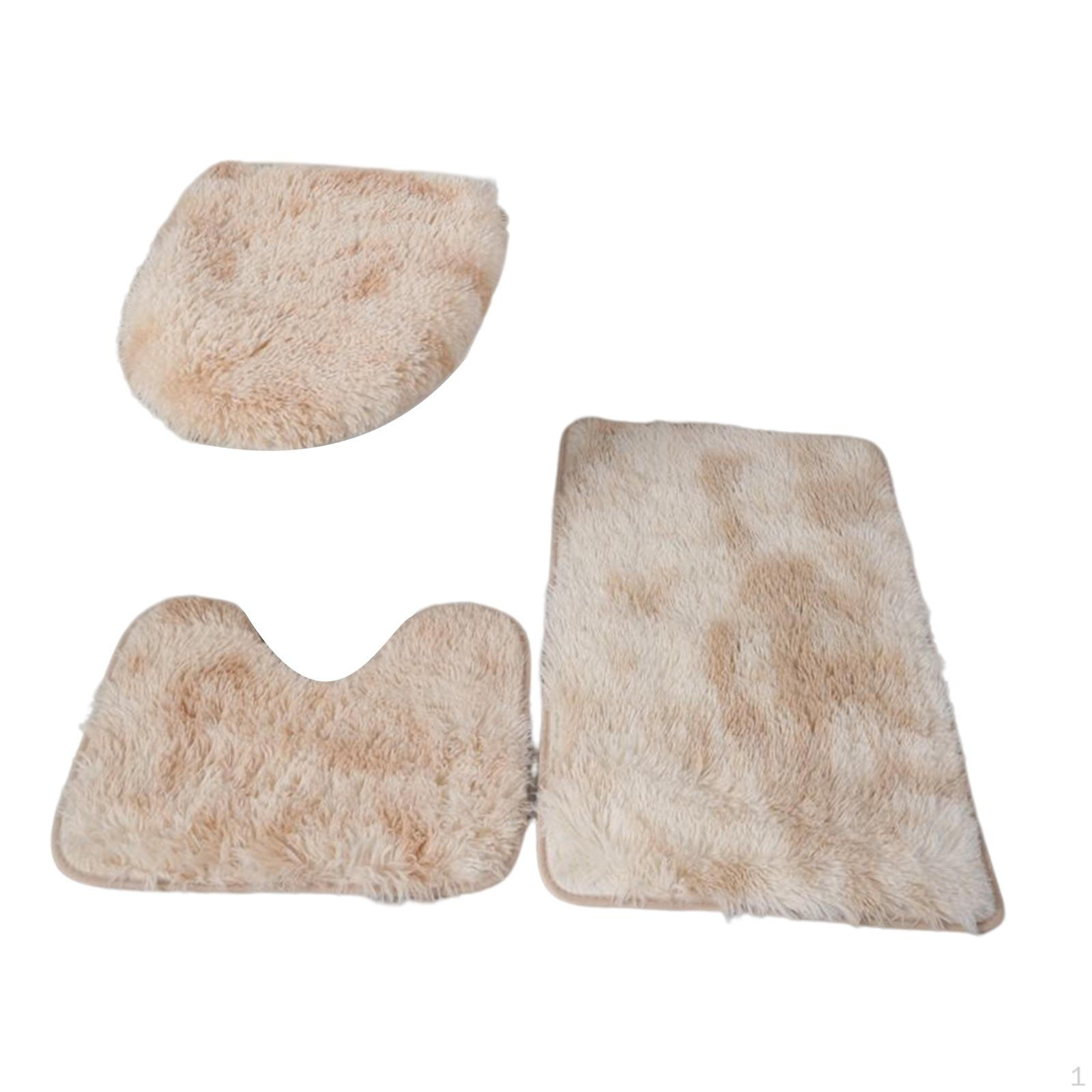 

3-Piece Bathroom Mat Set with Toilet Lid Cover - Elegant And Modern Design light brown