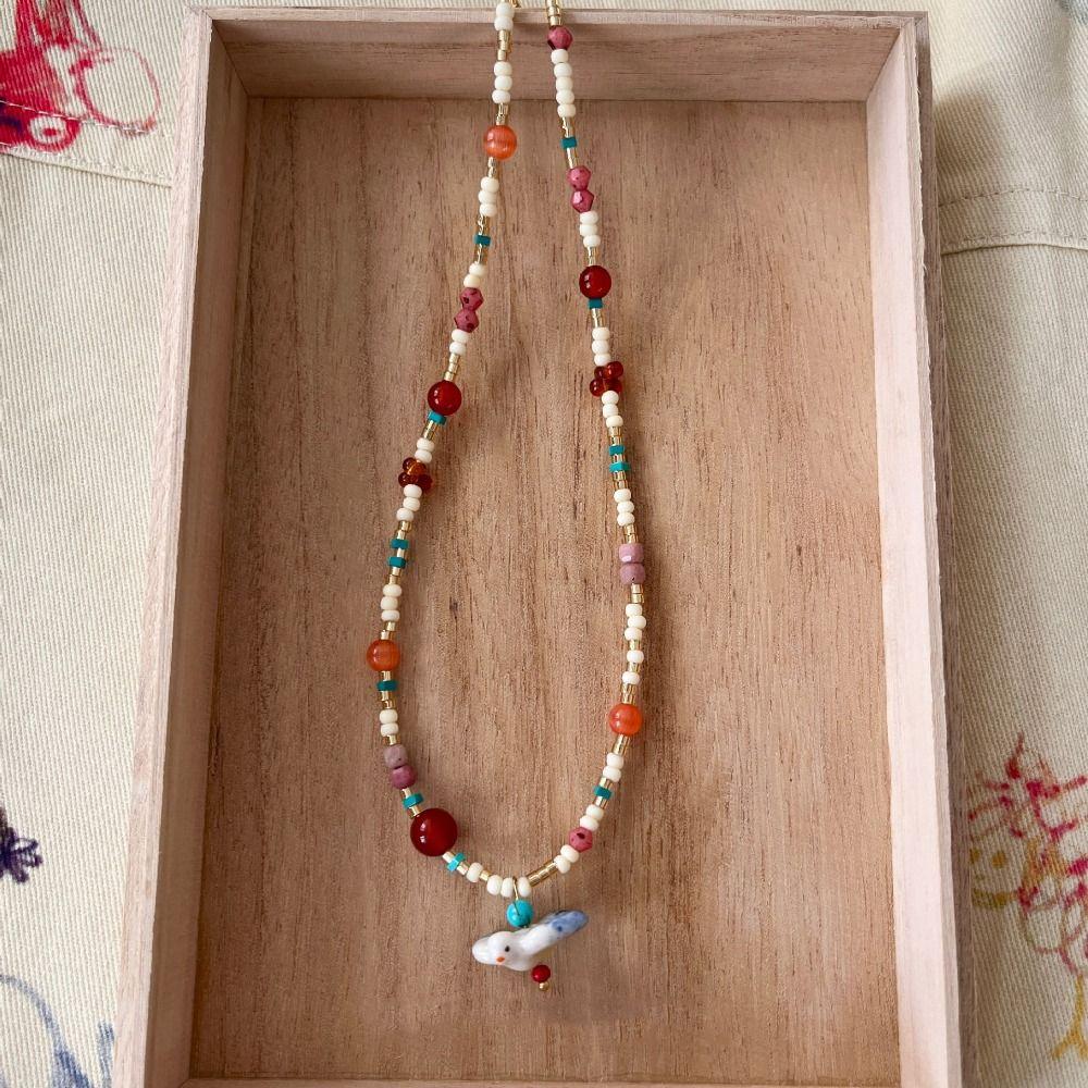 Ethnic Style Colorful Stone Choker Necklace Neck Jewelry Pearl Clavicle Chain  Friends