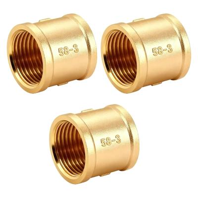 3lots 1 Inch Internal Thread Brass Couplings Includes Tape for Secure Sealing In Water Pipe Applications