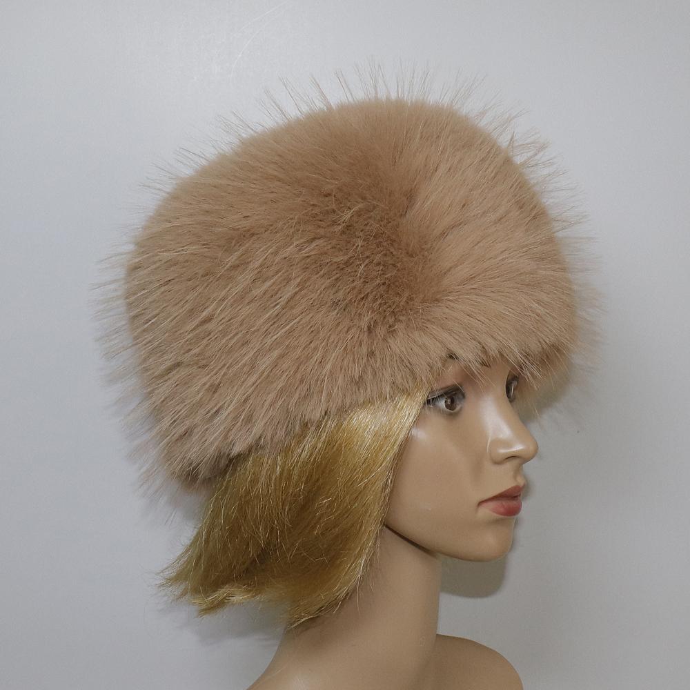 New Winter Outdoor Keep Warm Faux Fox Fur Beanies Hat Women Warm Fluffy Popular Female Round Cap Fashion Faux Raccoon Fur Hats