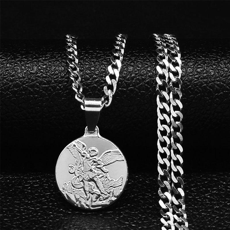 1 Pezzo Arcangelo St. Collana a Catena in Acciaio Inossidabile di Michael Collana con Ciondolo Dorato da Donna/Uomo Gioielli