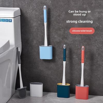 Wall-Mounted Silicone Toilet Brush with Long Handle