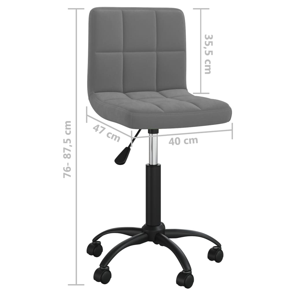 Vidaxl Swivel Office Chair, Dark Grey, Upholstered In Velvet