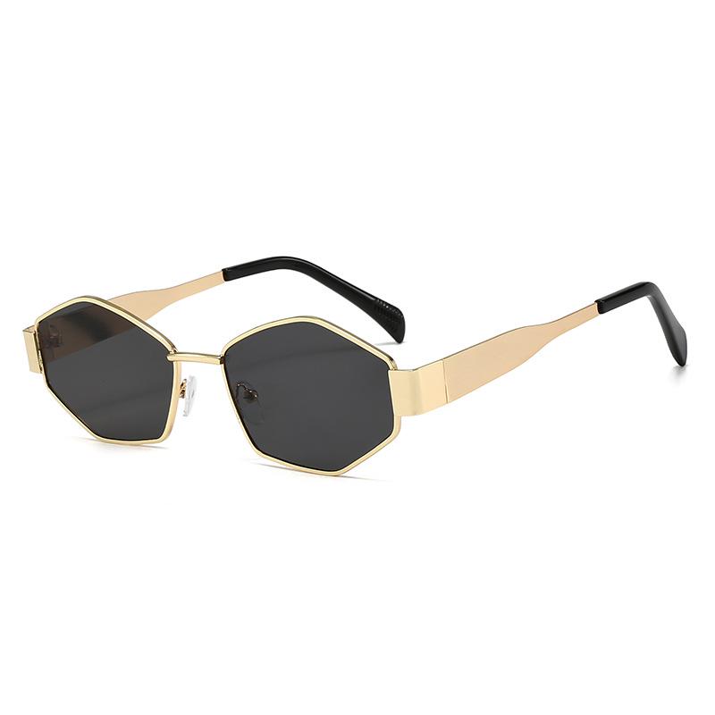 Arc De Triomphe Polygon Sunglasses: Fashionable Metal Frame Rhombus Shades