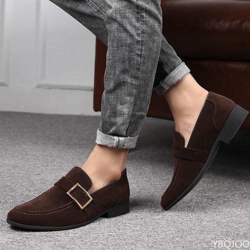 Spring New Men's Casual Frosted Trendy Leather Shoes Classic Fashionable Casual Versatile Fashionable Toe Cap Single Shoes