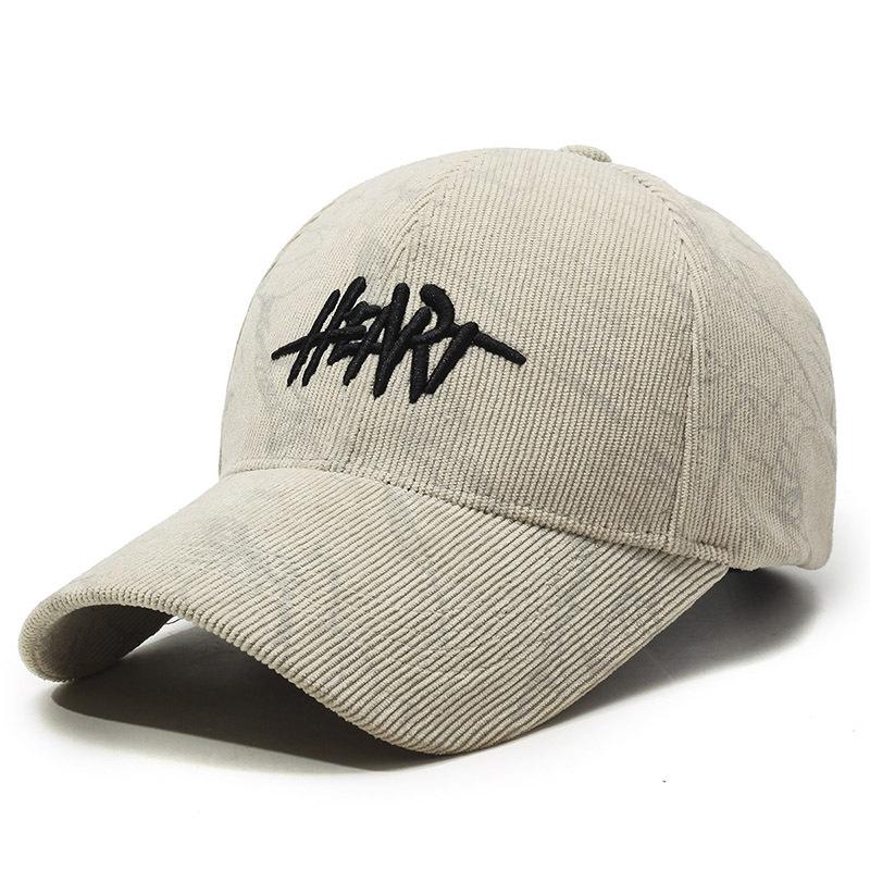 Embroidered Letter Baseball Cap Women Winter Cap Men Corduroy Sun Hat
