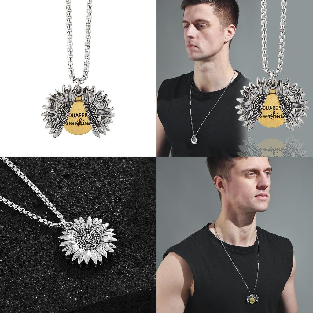 Retro Punk Style Sunflower Totem Necklace For Men Women Hip Hop Jewelry Accessory