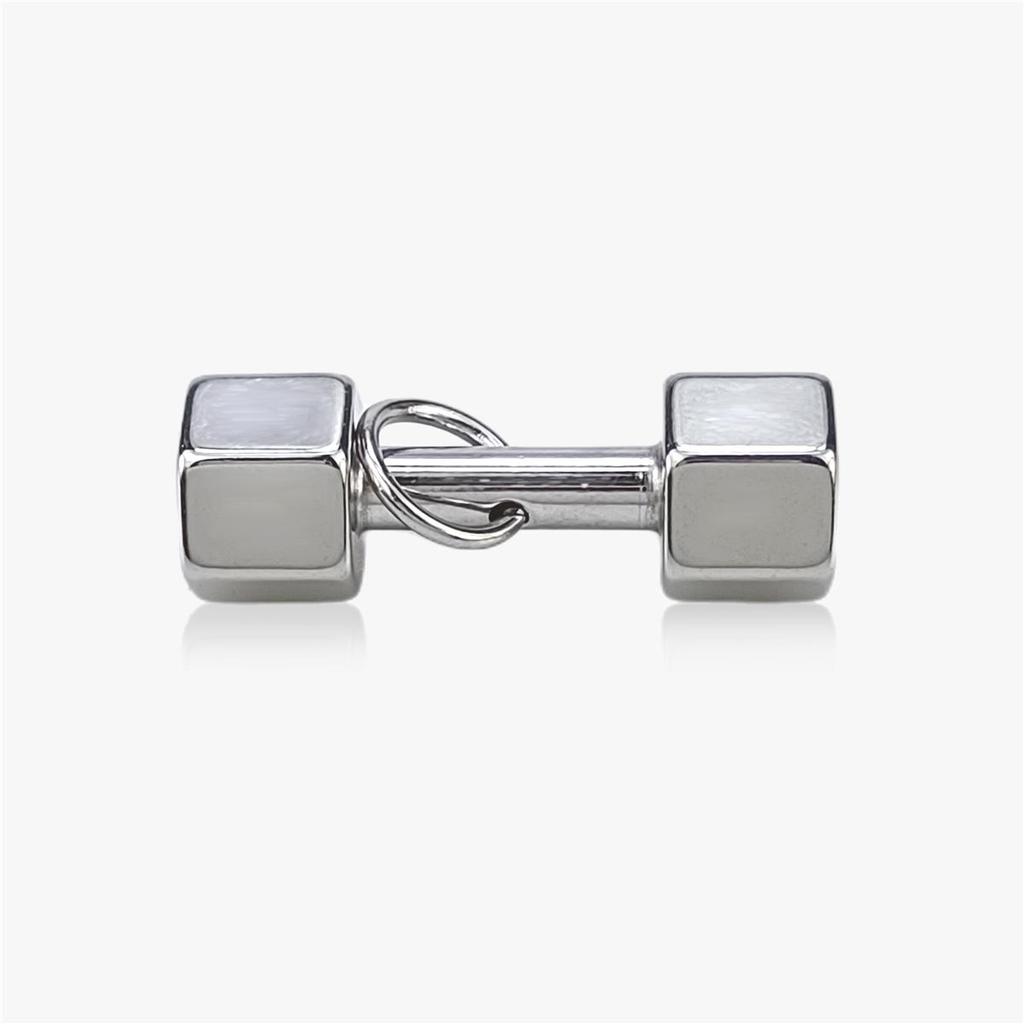 Men's Stainless Steel & Titanium Dumbbell Pendant Necklace - Trendy Sports Fashion Jewelry