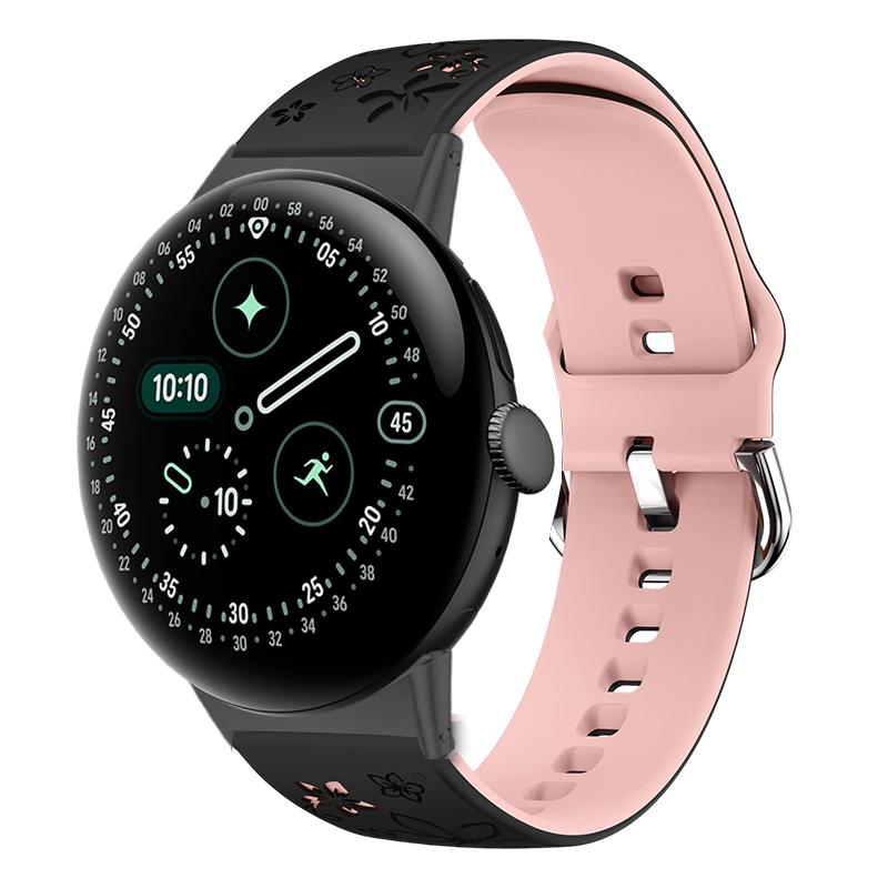 Cinturino per orologio in silicone inciso al laser per Google Pixel Watch 4 3(41 millimetri)/2/1 Cinturino di Ricambio Morbido Traspirante per Pixel Watch 4 45mm