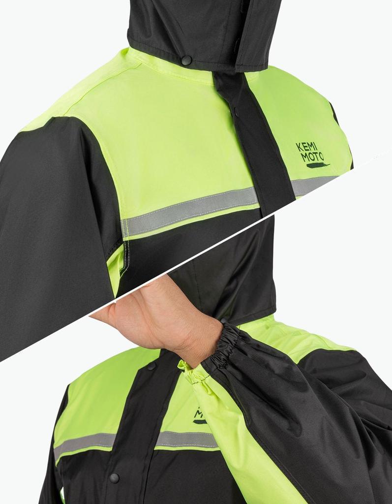 KEMIMOTO Motorcycle Raincoat Set Waterproof Water Pressure with Hidden Back Removable Transparent and Reflective Waterproof and breathable for Model