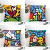 Pillow Case Cotton Linen Fabric Square Zipper Pillowcase Home Decorative Living Room Pop Art R-Romero Britto 3