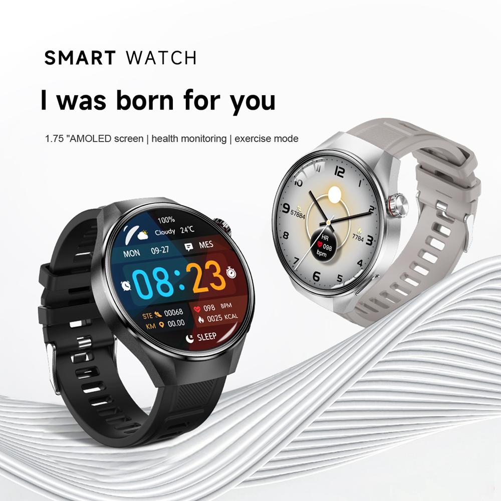 50mm 1.75" HD AMOLED Screen Smart Watch Men Business Bluetooth Call Heart Rate Blood Oxygen GPS Track Compass Sport SmartWatch