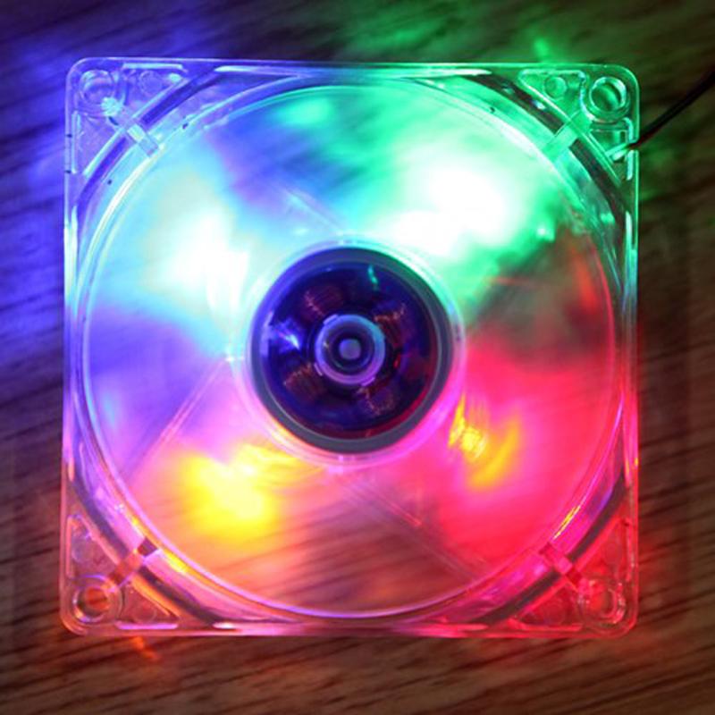 120mm Computer PC 4 LED Light Cooling Fan 12cm 4Pin Transparent Clear Case LED Luminous Chassis CPU Cooler Heatsink
