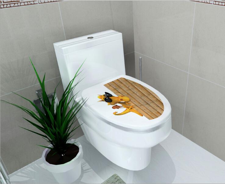 1pc 3D Toilet Seat Wall Sticker Art Wallpaper Bathroom Decals Self-adhesive Removable Toilet Lid Sticker Home Decor Accessories