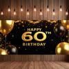 Sparkling Glittery 60th Happy Birthday Banner Black Gold Balloon Birthday Party Decoration Backdrop Photography Background Props
