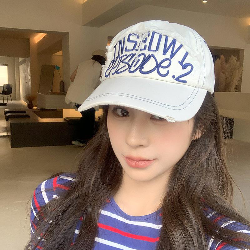 American Retro Soft Top Letter Embroidered Baseball Cap Sun Hat Outdoor Travel Concave Style Men and Women Sun Hat Trend