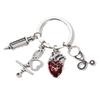 Drip Oil Srdce Lékařská Stříkačka Stetoskop Srdce Klíčenka, Lékař Sestra Nástroj Přívěsek Klíčenka Kroužek na Klíče.