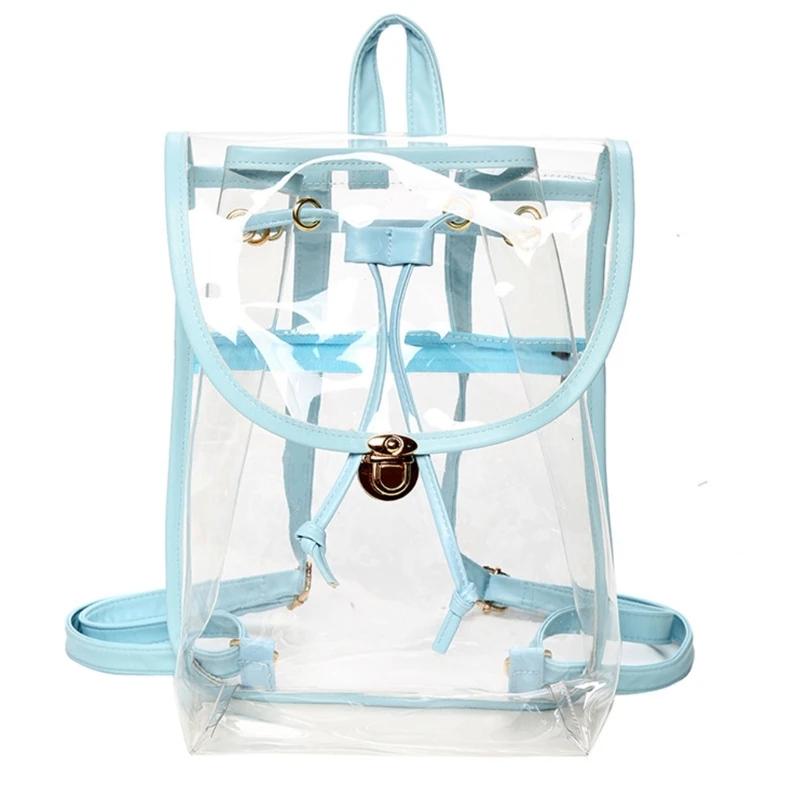 

Transparent Backpack Women Messenger Bags PVC School Shoulder Bags Women синій