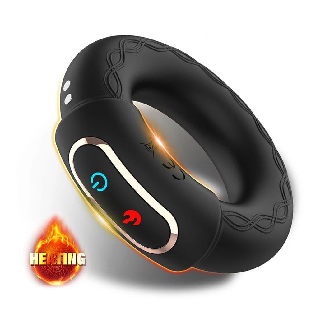 Penis Ring with Heating Semen Cock Ring Penis Enlargement Delayed Ejaculation Vibrating Sex Toys Vibrator for Men Couple Ring