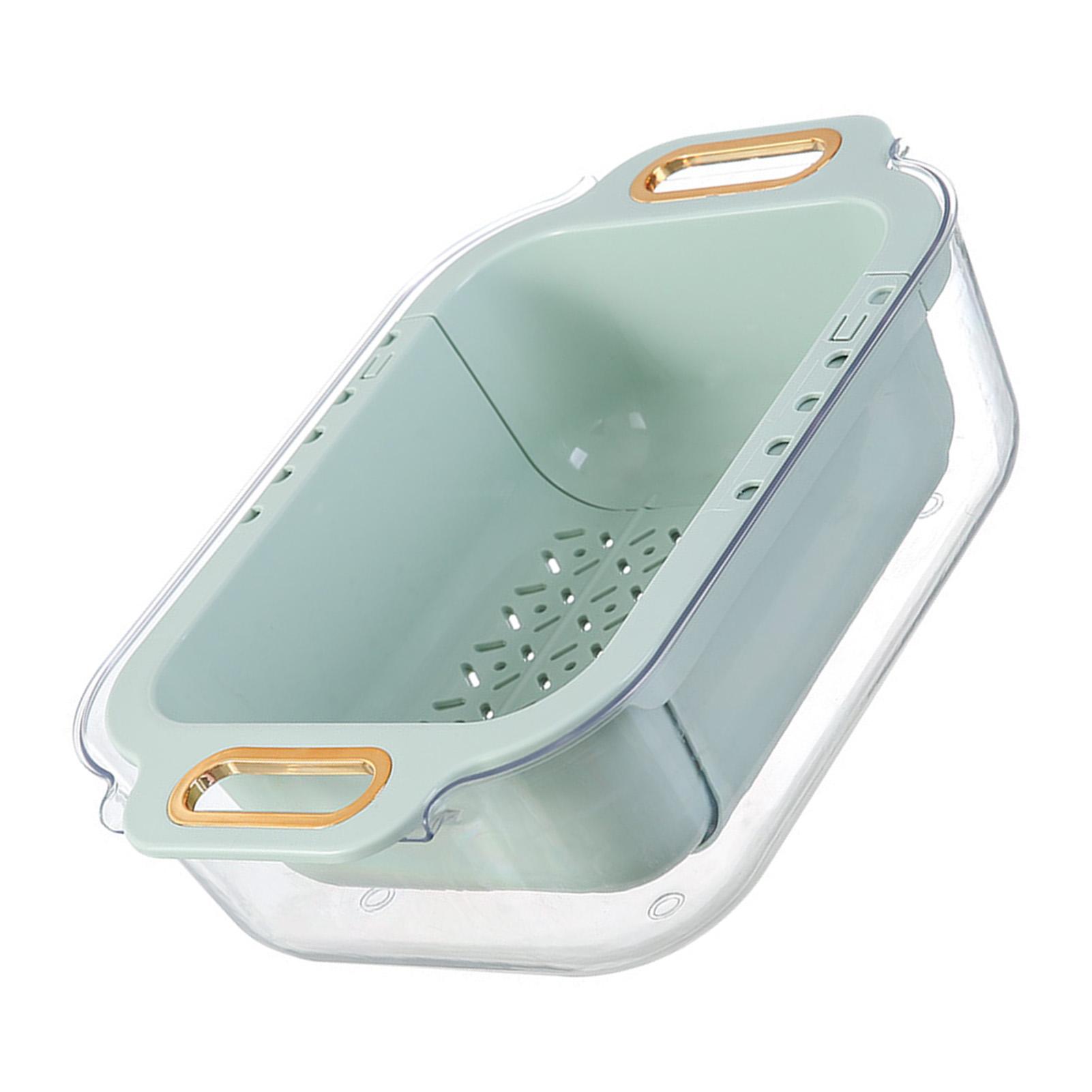 Extendable Over Sink Colander Double Layers Retractable Drainer Basket for Home Kitchen