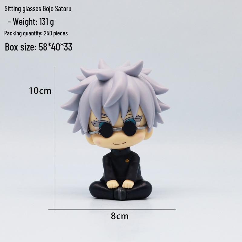 Jujutsu Kaisen Figures: Satoru Gojo, Suguru Geto, Toji Fushiguro Big Head Sitting Pose for Car Dashboard/Desktop Ornament
