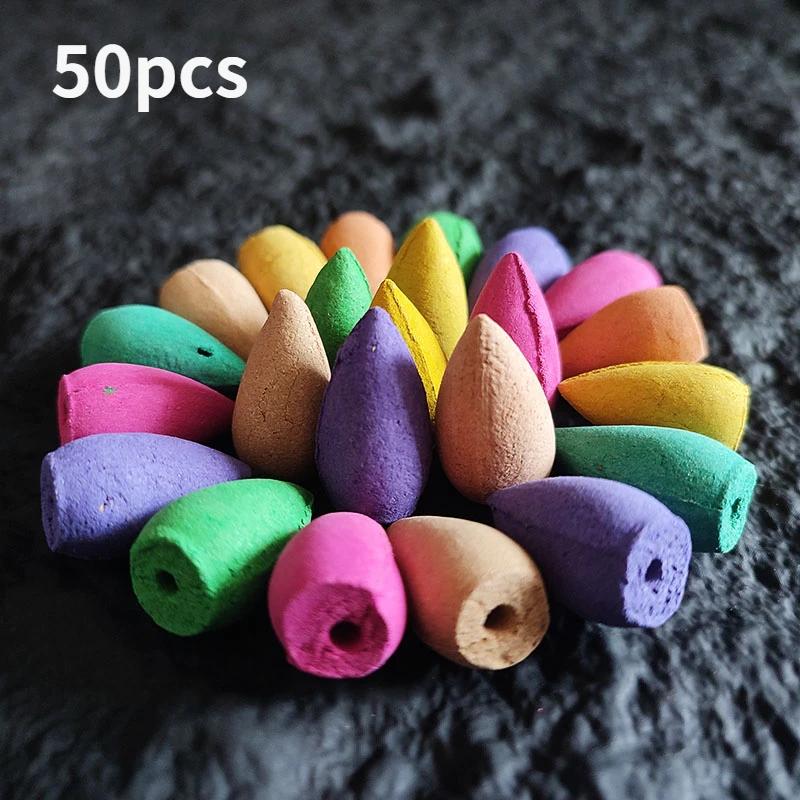 

Y 10/20/50 шт. Натуральные конусы с обратным потоком благовоний Жасмин Лаванда Роза Океан Зеленый чай Рефлюкс Башня благовоний Водопад Ароматерапия Mixed 50pcs