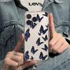 Dark Blue Butterfly for iPhone17promax Apple 16 Mobile Phone Case 14/13 Fine Hole 15 Transparent 12