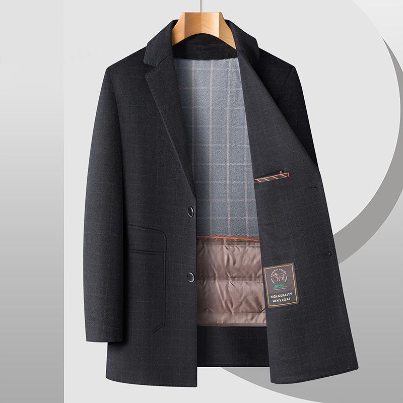 Winter Suit Wool Coat Double-sided Men's Middle-aged and Young Leisure Business Medium and Long Coat
