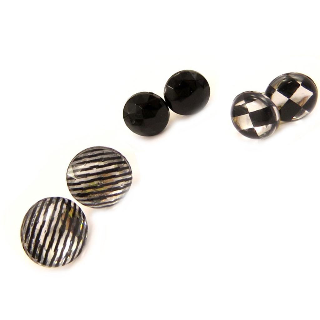 Les Trésors De Lily [L5164] - 3 Pairs of Black Gray White 'Coloring' Earrings