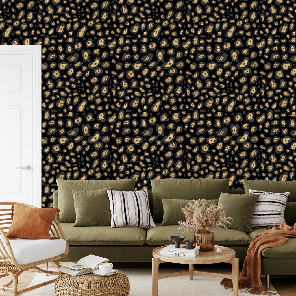 Gold Leather Wallpaper Black and Brown for Living Room and Bedroom 50x1000