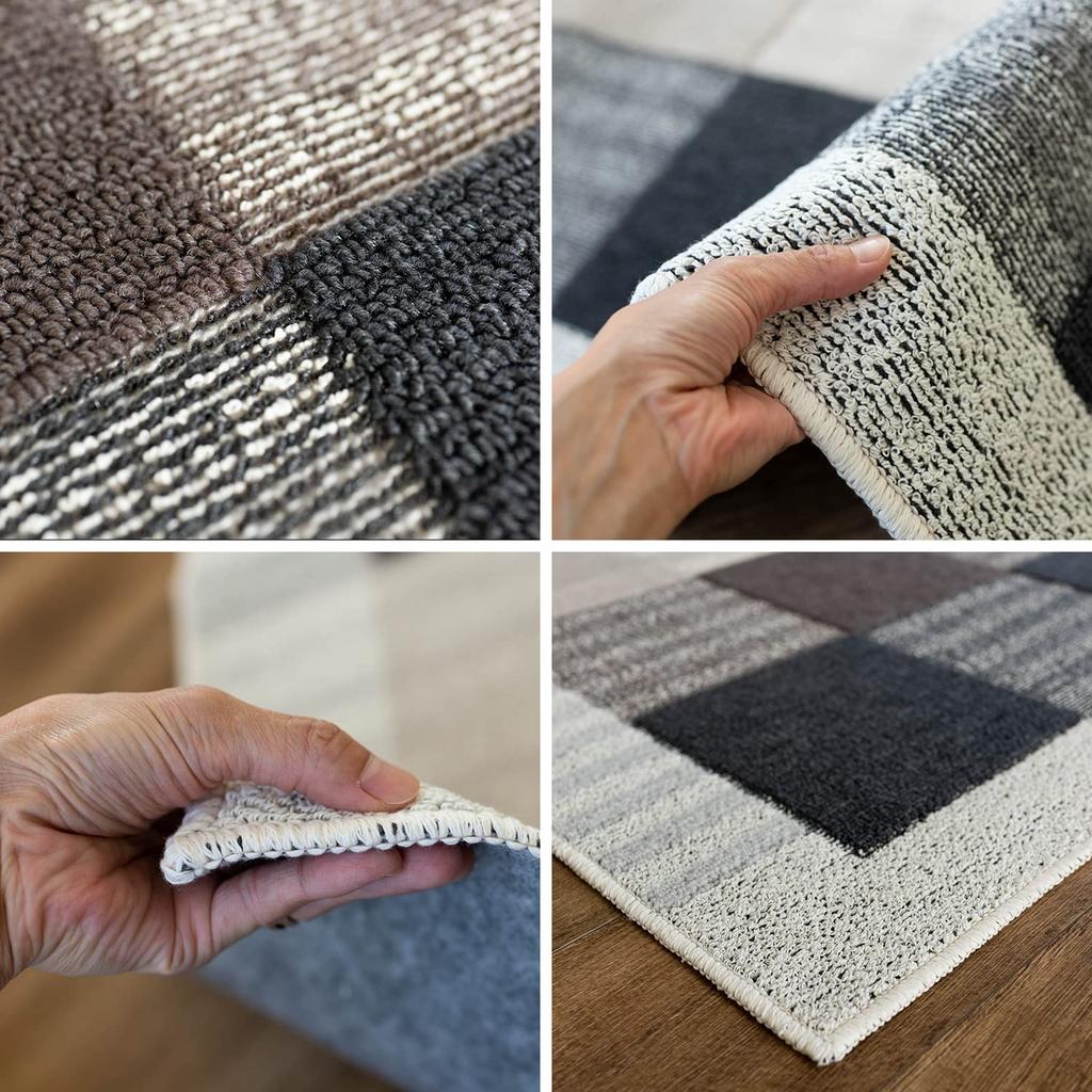 Sayan Sayan Washable Antibacterial and Modern 185x240cm Tatami Made in Japan Odor-Resistant Rug, Block, (3 Mats), Black,