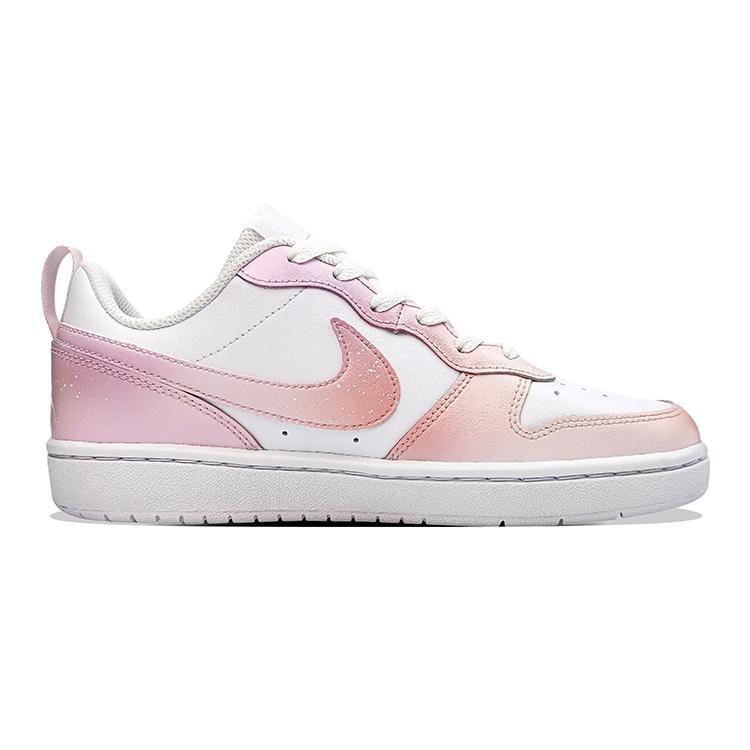 Nike Court Borough Low 2 Low Top Skateboard Shoes GS White Pink BQ5448-100(Team30-)